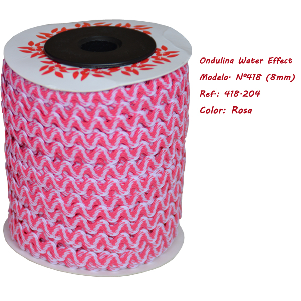 Ric Rac ribbon Watereffects 8mm (50 m), Pink